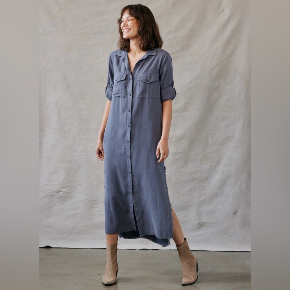 Bella Dahl Maxi Shirt Dress in Navy